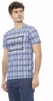 Controleer Print T-shirt Casual Stijl Lichtblauw