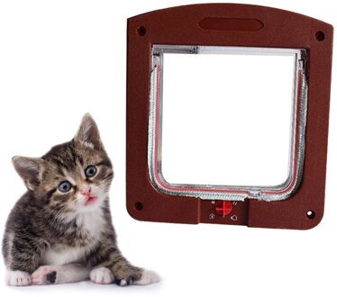 Controleerbaar Huisdier Entry En Exit Deur Kat Veilig Gat Deur Dierbenodigdheden Size Wit bruin