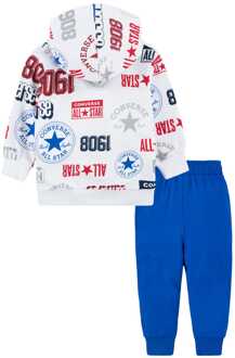 Converse jongensset met logo alloverprint in blauw - maat