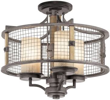 Converteerbare plafondlamp Ahrendale ijzer, bruin, crème