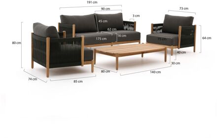 Convivia stoel-bank loungeset 4-delig 4-zits - Laagste prijsgarantie! Bruin