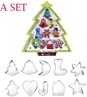 Cookie Cutters 10 Stuks Cookie Mold Kerst Set Metalen Stempel Biscuit Fondant Cookie Mould Bakken Cake Decor Gereedschap Cookie Gereedschap