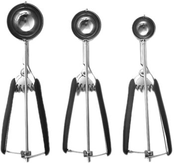 Cookie Lepel Ijs Scoop Met Trigger Rvs Deeg Bakken Sorbet Diy Effen Kleur Maker (Zwart/Rood)