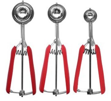 Cookie Lepel Ijs Scoop Met Trigger Rvs Deeg Bakken Sorbet Diy Effen Kleur Maker (Zwart/Rood)