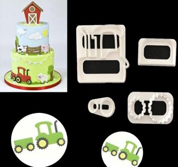 Cookie Mold 2 Stks/partij Leuke Auto Cakevorm Gebak Fondant Plastic Mold Voor Cake Cupcake Decoratie Keuken Bakvorm tractor