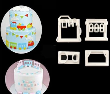 Cookie Mold 2 Stks/partij Leuke Auto Cakevorm Gebak Fondant Plastic Mold Voor Cake Cupcake Decoratie Keuken Bakvorm trein
