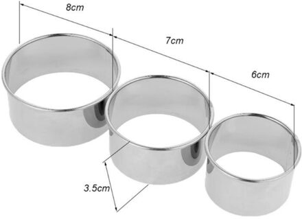 Cookie Pastry Wrapper Deeg Snijgereedschap 3 Stks/set Cutter Maker Tool Rvs Ronde Dumplings Wrappers Mallen Set