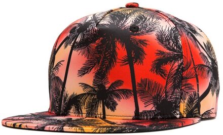 Cool 3D Print Kokospalm Hip Hop Cap Voor Vrouwen Man Snapback Hoed Pet Homme Oranje