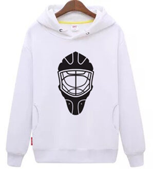 Cool Hockey goedkope unisex wit hockey truien Sweater met een hockey masker voor mannen & vrouwen XL