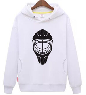 Cool Hockey goedkope unisex wit hockey truien Sweater met een hockey masker voor mannen & vrouwen XXXL