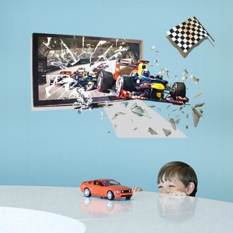 Cool Motor Rider Behang 3D Offroad Auto Muurstickers Slaapkamer Student Geef Nooit Motivatie Woord Art Decals Studie Sticker PC9219-2