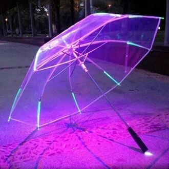 COOL Transparante Paraplu Gekleurde LED Licht Zaklamp Nacht Veiligheid Regendicht rood