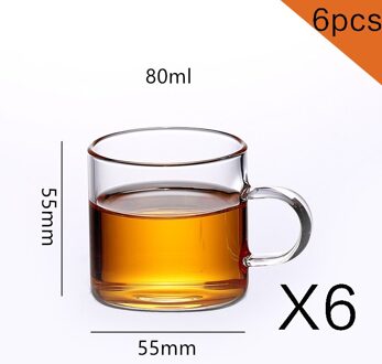 Cool Waterkoker Glas Hittebestendige Huishoudelijke Koud Water Cup Koude Ketel Nordic Transparante Waterkoker Theepot 6stk