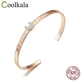 Coolkala Pure Verzilverd Rose Goud Openingen Armband Bekentenis Armband Beknopte Hand Versieren