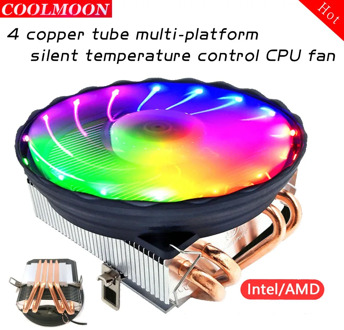 COOLMOON BM-V4 four copper tube cool mute temperature control CPU cooling fan INTEL/AMD processor universal