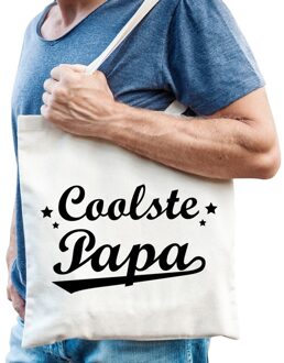 Coolste papa vaderdag cadeau tas katoen - Feest Boodschappentassen Beige