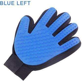 Copetsla Hond Pet Grooming Handschoen Siliconen Katten Borstel Kam Deshedding Haar Handschoenen Honden Bad Schoonmaakproducten Dier Kammen blauw for links