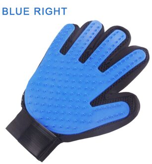 Copetsla Hond Pet Grooming Handschoen Siliconen Katten Borstel Kam Deshedding Haar Handschoenen Honden Bad Schoonmaakproducten Dier Kammen blauw for rechtsaf