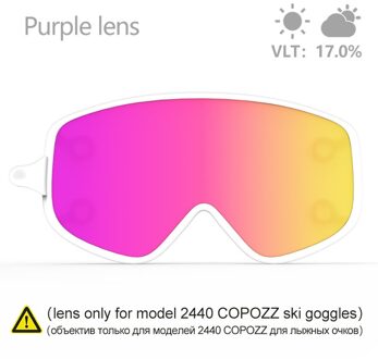 COPOZZ Dual-gebruik Magnetische Ski Lens Quick-change 2440 Lenzen Volwassen Anti-fog UV400 Night Skiën Snowboard goggles voor Mannen & Vrouwen Outer paars lens