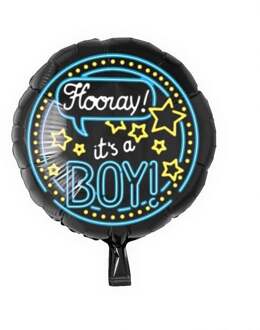 Coppens Folieballon Hooray! It's A Boy! 46 Cm Zwart/blauw