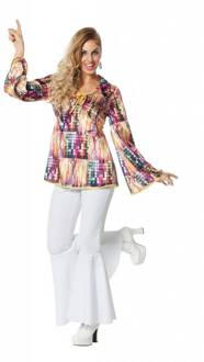 Coppens Jaren 80 & 90 Kostuum | Disco Shirt Blokkendans Vrouw | Maat 34 | Carnaval kostuum | Verkleedkleding