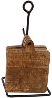 Coppens Onderzetters met houder 6 stuks 11x11x22cm Zwart