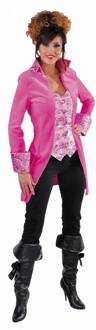 Coppens Roze markies jas met fluweel en brokaat - Pink verkleedkleding dames maat 36