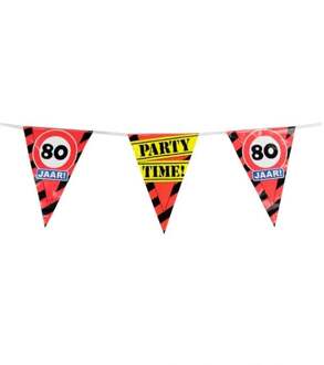 Coppens vlaggenlijn Party 80 jaar 10 meter folie rood/zwart