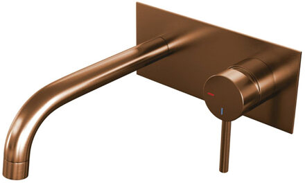 Copper Edition inbouw wastafelkraan met achterplaat - hendel 1 - geborsteld koper PVD