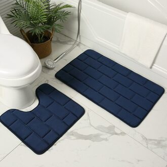 Coral Fleece Badmat Antislip Grijs Wc Matten Set Water Absorberende Badkamer Tapijten Baksteen 3D Deur Entree Vloer tapijt 50x80cm blauw Toilet Mat reeks