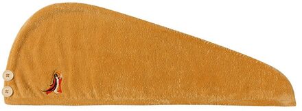 Coral Fleece Haar Drogen Handdoek Voor Lang Haar Snel Droog Hoed Cap Met Leuke Borduren Twist Hoofd Handdoek Met Knop 65*25Cm Hfing geel