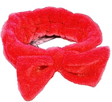 Coral Fleece Hairbow Cross Hoofdband Voor Wassen Gezicht Make-Up Lady Bad Cosmetische Haarband Elastische Zachte Tulband Haar Accessoires donker rood