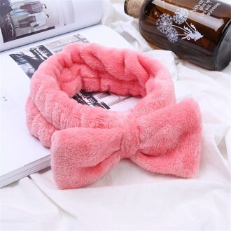 Coral Fleece Hairbow Cross Hoofdband Voor Wassen Gezicht Make-Up Lady Bad Cosmetische Haarband Elastische Zachte Tulband Haar Accessoires rood