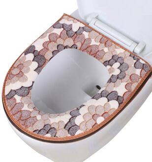 Coral Fleece + Polyester Universele Toilet Seat Mat Comfortabele Zachte Badkamer Winter Wc Zitkussen Rits Sluiting Bruin