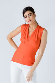 Coral mouwloze faux overslagtop Wijnrood