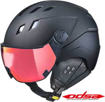 Corao+ Carbon skihelm zwart mat met meekleurend & polariserend vizier (3 Keuzes) - zeer veilig