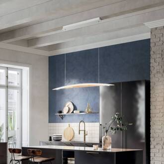 Cordoba hanglamp, lengte 110 cm, metaal/hout, dimbaar wit, licht hout