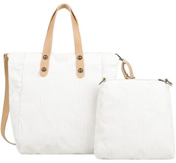 Corduroy Grote Tote Shopper Tassen Voor Vrouwen Canvas Vrouwelijke Schoudertas Crossbody Tas Stof Student Grote Handtassen Schooltas wit