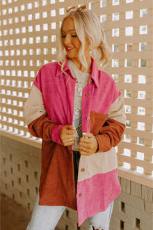 Corduroy Kleurblok Jack - maat L Bruin