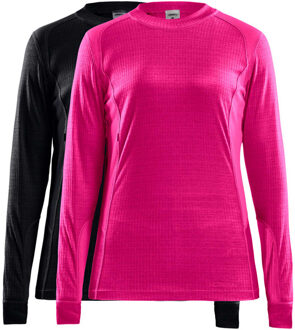 Core Baselayer Thermo Shirt Dames (2-pack) roze - zwart - XL