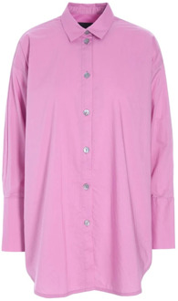 Core Cotton Oversized Shirt Lila Bitte Kai Rand , Pink , Dames - M,S