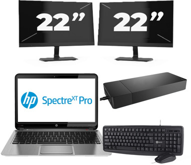 CoreBook Pro - Intel Core i3-6e Generatie - 13 inch - 8GB RAM - 256GB SSD - Windows 11 Home + 2x 22 inch Monitor