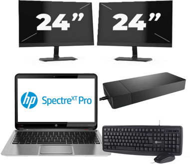 CoreBook Pro - Intel Core i3-6e Generatie - 13 inch - 8GB RAM - 256GB SSD - Windows 11 Home + 2x 24 inch Monitor