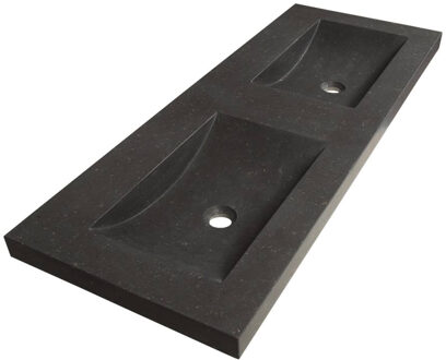 Corestone meubelwastafel 120x5x46cm zonder overloop 2 wasbakken 0 kraangaten Basalt Antraciet