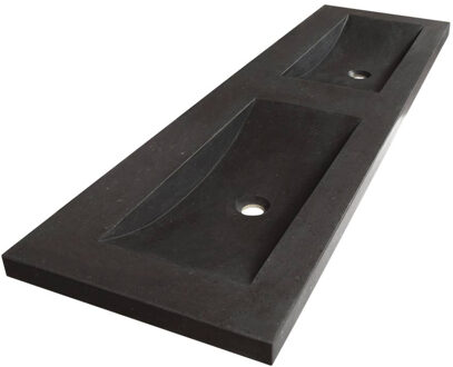 Corestone meubelwastafel 160x5x45.7cm zonder overloop 2 wasbakken 0 kraangaten Basalt Antraciet