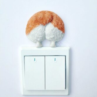 Corgi Butt Hond Hars Schakelaar 3D Muursticker Accessoires Socket Decoratie Kid Kamer Poster Op-Off Keuken Decal Plug ornament