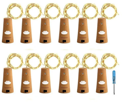 Cork Lights for Wine Bottle, Wine Bottle Lights 12 Pack 6.5ft 20 LED Wine Cork String Lights for Glass Mason Jar Fairy Lights Ba