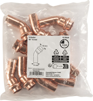 Cornat Perskoppeling Boog 45Gr 15Mm 10St - TP650315B