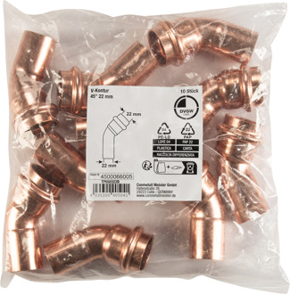 Cornat Perskoppeling Boog 45Gr 22Mm 10St - TP650322B