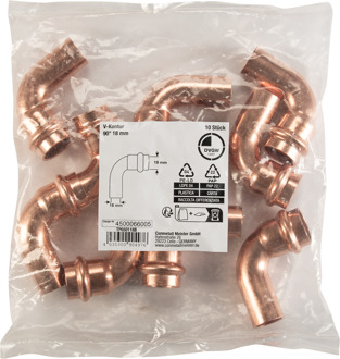Cornat Perskoppeling Boog 90Gr 18Mm 10St - TP650118B